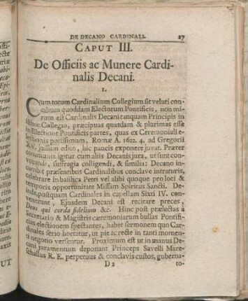 Caput III. De Officiis ac Munere Cardinalis Decani.