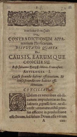 Disputatio Quarta. De Causis, Earumque Concursu.