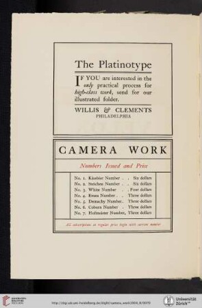 Camera Work [Numbers Issued and Prize]
