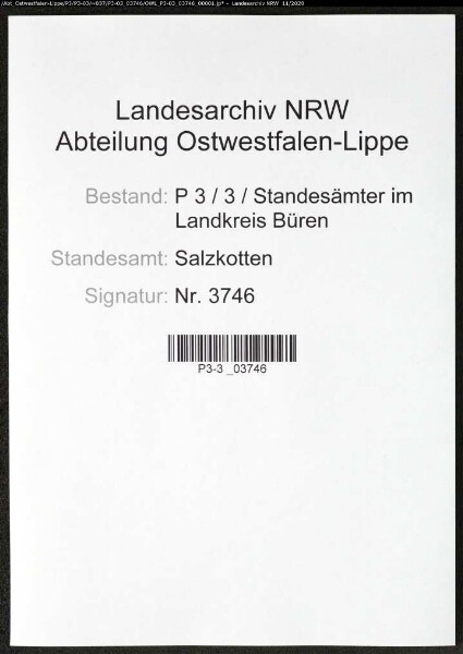 Sterberegister Standesamt Salzkotten