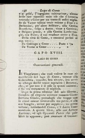 Capo XVIII. Lago Di Como. Osservazioni generali.