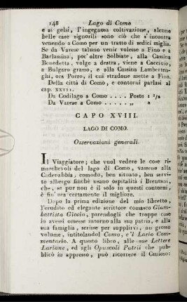 Capo XVIII. Lago Di Como. Osservazioni generali.