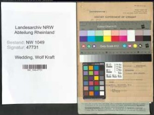 Entnazifizierung Wolf Kraft Wedding , geb. 03.08.1910 (Kaufmaennischer Angestellter)
