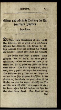 Sieben und achtzigste Gattung der Käferartigen Insekten. Sepidium.