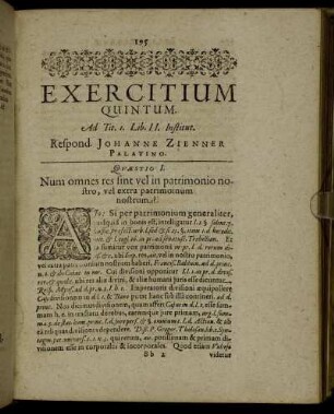 Exercitium Quintum.
