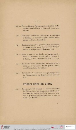 Porcelaines de Chine (Nr. 293 - 302)