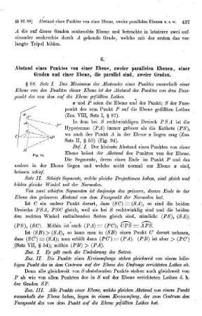 6. Abstand eines Punktes von einer Ebene, zweier parallelen Ebenen, einer Graden und einer Ebene, die parallel sind, zweier Graden.
