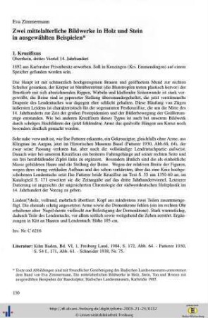Zwei mittelalterliche Bildwerke in Holz und Stein in ausgewählten Beispielen