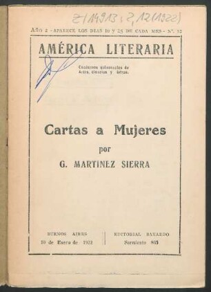 1922000212: Cartas a mujeres