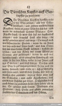 Die Bleyischen Kupffer auff Garkupffer zu probieren.