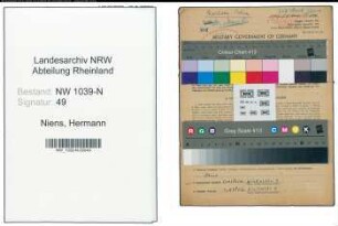 Entnazifizierung Hermann Niens , geb. 01.08.1921 ()
