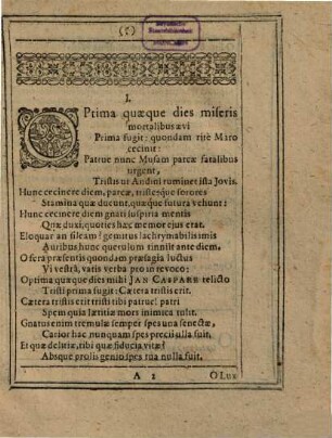 Extremum Vale in praematurum ... Obitum ... Joan. Casp. Bopponis ...