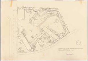 Grünflächen an der Volksschule, Köln-Zollstock: Lageplan mit Gartenplan 1:250