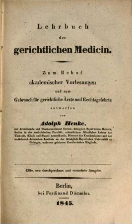 Lehrbuch der gerichtlichen Medicin