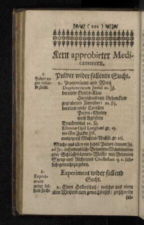 Kern approbirter Medicamenten.