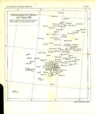 Tafel VIII: Verbreitungsgebiet des Erdbebens vom 7. Januar 1889