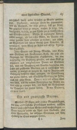 Ein und zwanzigste Maxime - Dreyßigste Maxime