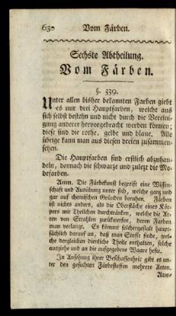 Sechste Abtheilung. Vom Färben