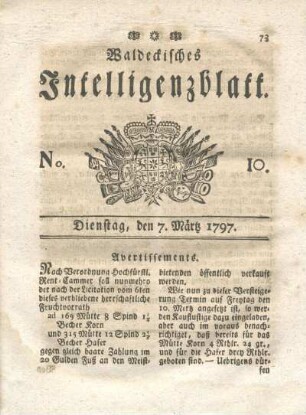 No. 10, Dienstag, den 7. März 1797