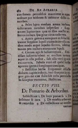 Sectio VIII. De Pomario & Arboribus