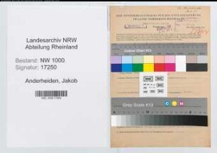 Entnazifizierung Jakob Anderheiden, geb. 03.08.1904 (Stadtinspektor)