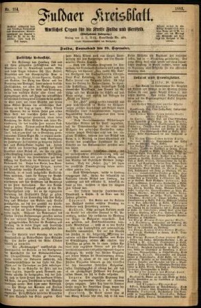 Erste Ausgabe vom Samstag, den 29. September 1883.
