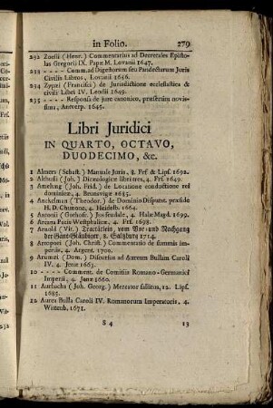 Libri Juridici In Quarto, Octavo, Duodecimo, &c.