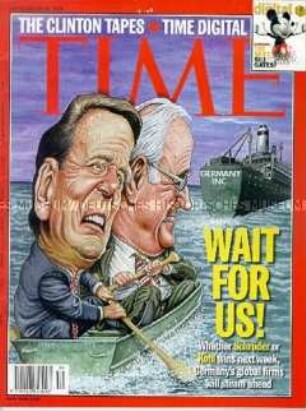 Amerikanisches Nachrichtenmagazin "TIME" mit Ausblick auf die bevorstehende Bundestagswahl in Deutschland (Zeitungskiosk 1998)