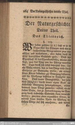 Der Naturgeschichte Dritter Theil. Das Thierreich