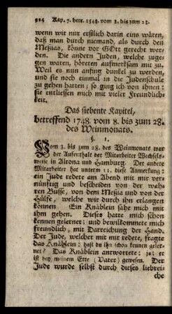 Das siebente Kapitel, betreffend 1748. vom 8. bis zum 28. des Weinmonats