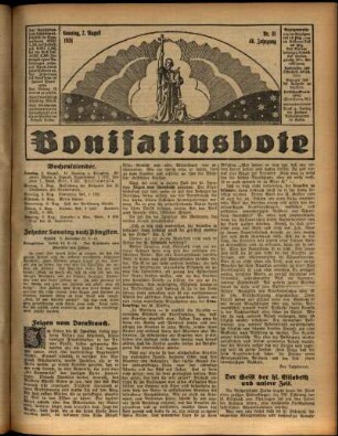 Erste Ausgabe vom Sonntag, den 02. August 1931.