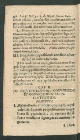 Cap. II. De Aequipollentia, Conversione Et Consecutione Enunciationum.