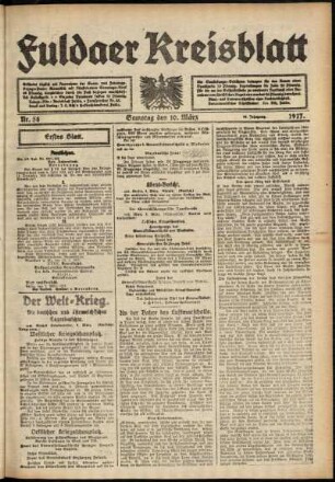 Erste Ausgabe vom Samstag, den 10. März 1917.
