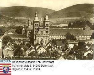 Amorbach im Odenwald, Abteikirche / Außenansicht vom Wolkmann aus