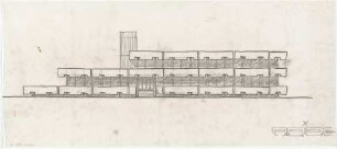 Schneider - Esleben, Paul; Erkrath - Hochdahl, Sedentaler Str. 110; Hochdahlhaus - Entwurf: Hochdahlhaus (Ansicht von Osten); Variante Brüstung