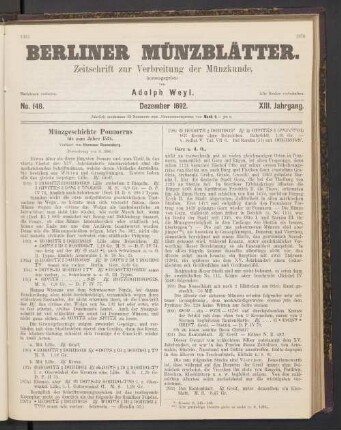 No. 148. Dezember 1892