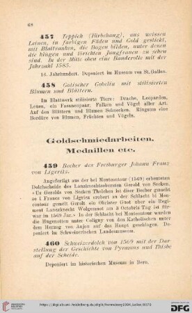 Goldschmiedearbeiten, Medaillen etc. (Nr. 459-467)