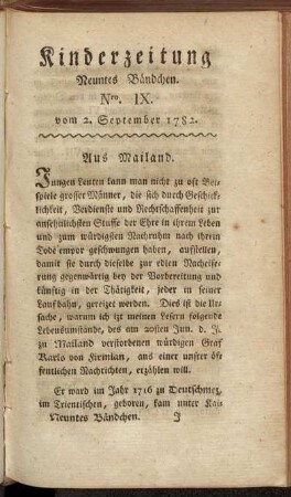Nro. IX. vom 2. September 1782
