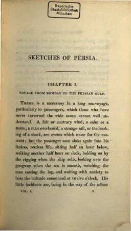 Sketches of Persia, from the journals of a traveller in the East : in two volumes, 1