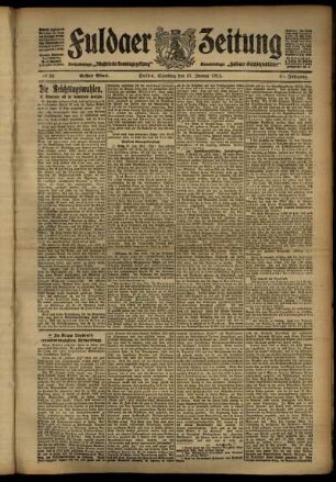 Erste Ausgabe vom Samstag, den 27. Januar 1912.