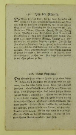 187. Roms Entstehung