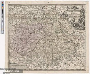 SAXONIAE SUPERIORIS CIRCULUS, ob oculos fistens DUCATUM et ELECTORATUM SAXONIAE MARCHIONATUM MISNIAE, LANDGRAVIATUM THURINGIAE, PRINCIPATUM ANHALTINUM, SCHWARZENBURG, HALLENSEM COMITAT. MANSFELD. VOITLAND. &c cum aliis insertis et adjacentibus Provinciis accura te delineatus per MATTH: SEUTTER CHALC AUGUSTANUM