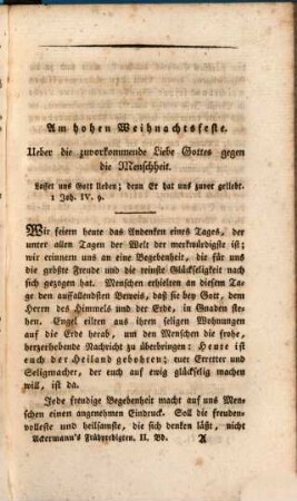 Kurze Frühpredigten auf alle Sonn- und Festtage des ganzen Kirchenjahres, 2. Predigten auf die Festtage