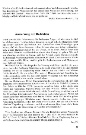 Anmerkungen der Redaktion
