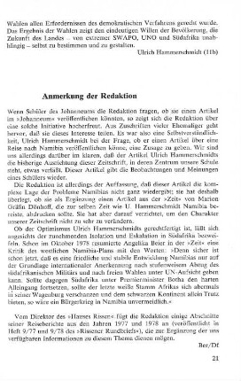 Anmerkungen der Redaktion