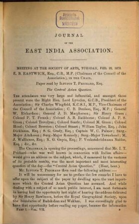 Journal of the East India Association. 7. 1873