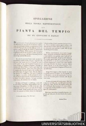 Spiegazione della Tavola rappresentante la Pianta del Tempio de' SS. Giovanni e Paolo