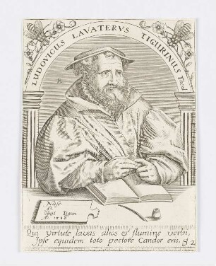 Ludovicus Lavaterus Tigurinus, Theol., aus: Jean-Jaques Boissard, "Icones quinquaginta virorum illustrium doctrina & eruditione praestantium ad vivum effictae", Frankfurt am Main 1597–1599