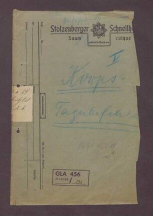 Korps-Tagesbefehle des Generalkommandos des VI. Freiwilligen-Reserve-Korps