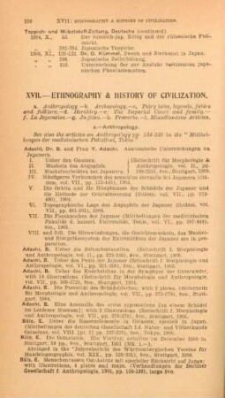 XVII. Ethnography & history of civilization
